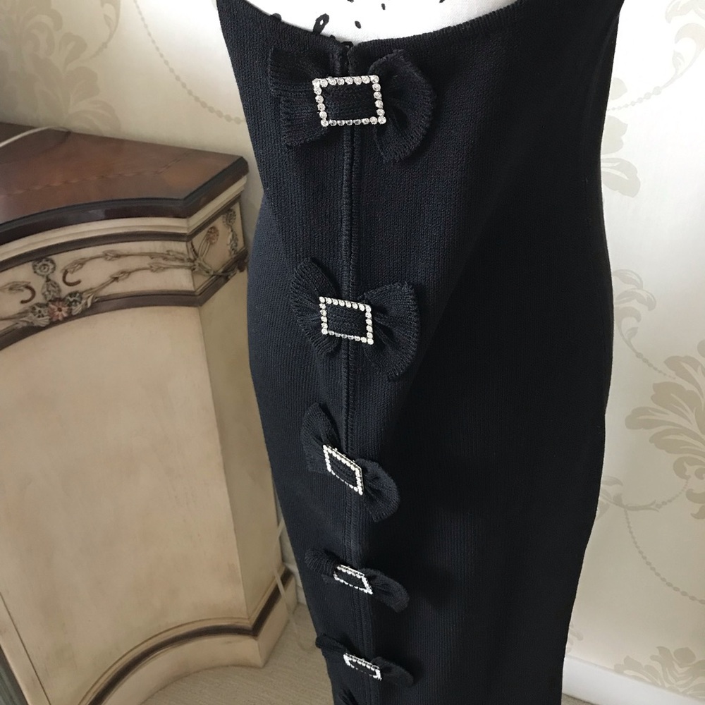 Vintage Black evening dress with rhinestone bows